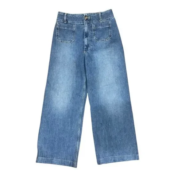 PILCRO Wide Leg Cropped Jeans, Size 29 (8) - Picture 2 of 14